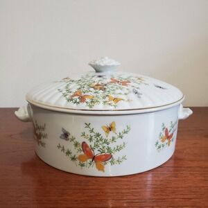 Vtg‎ Shafford Co. "Ecstasy" Lidded Casserole Dish with Butterfly design